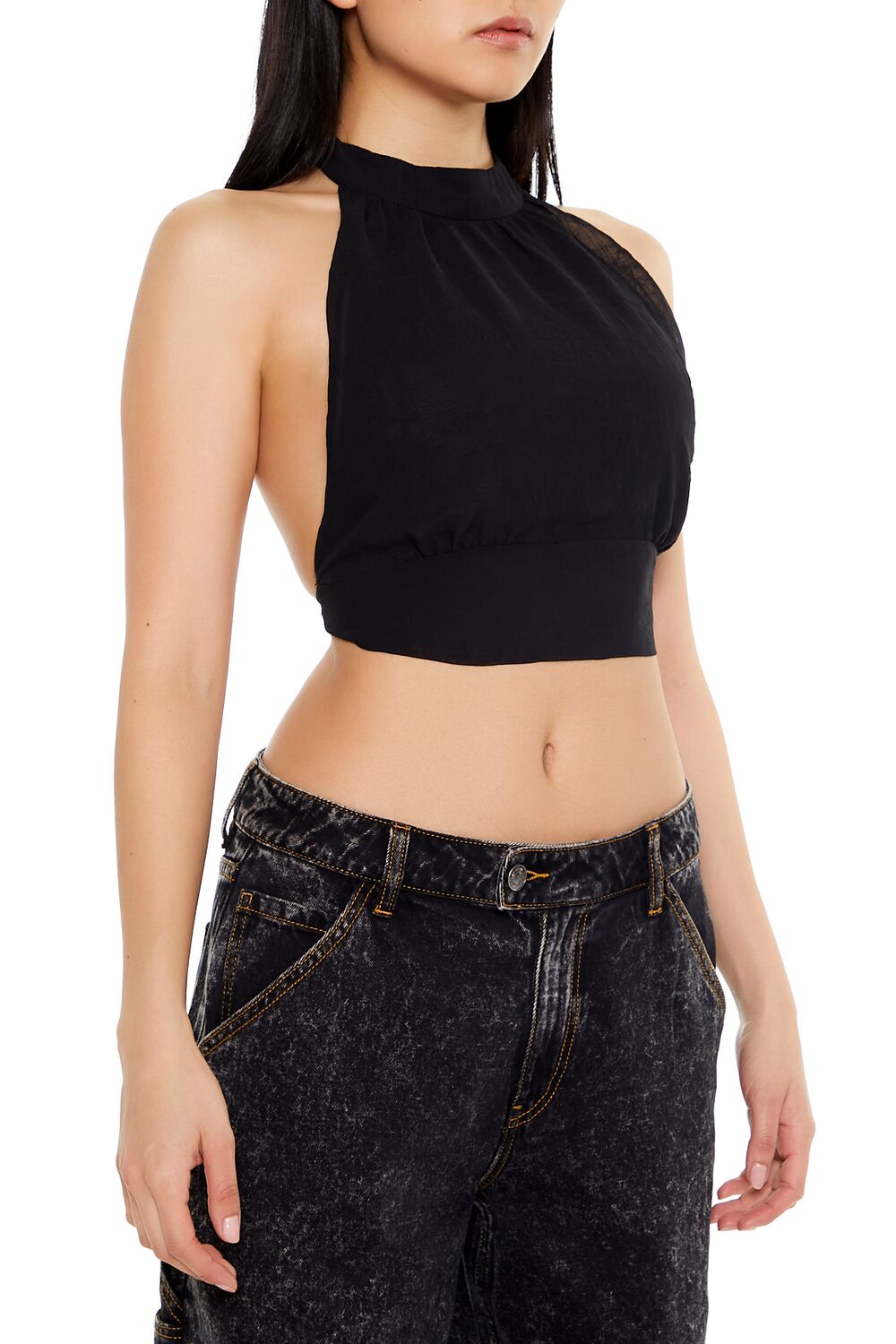 Chiffon Halter Crop Top
