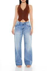 Lace-Up Halter Crop Top