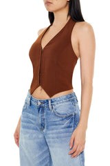Lace-Up Halter Crop Top