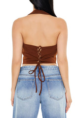 Lace-Up Halter Crop Top