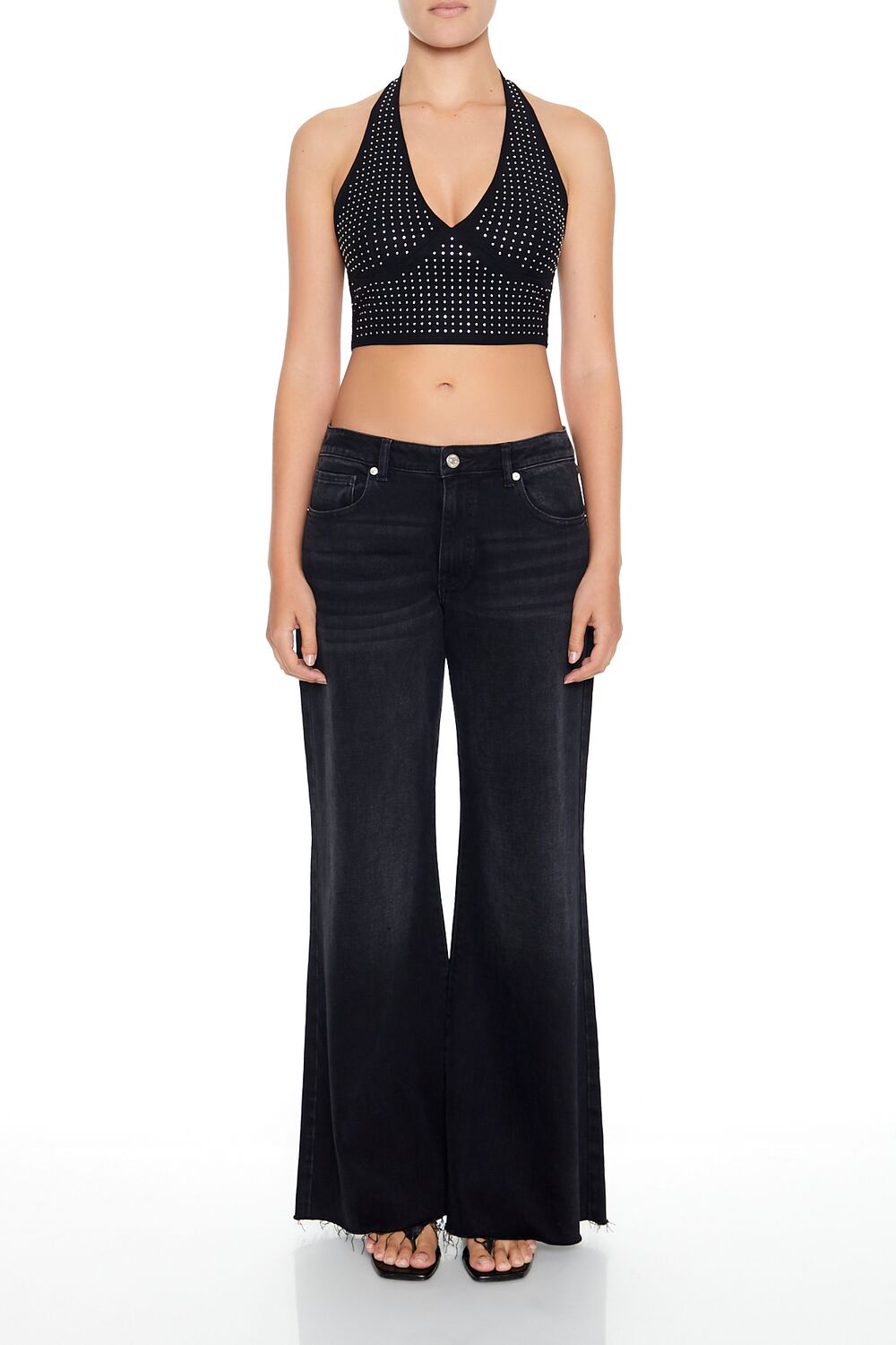 Sequin Halter Crop Top
