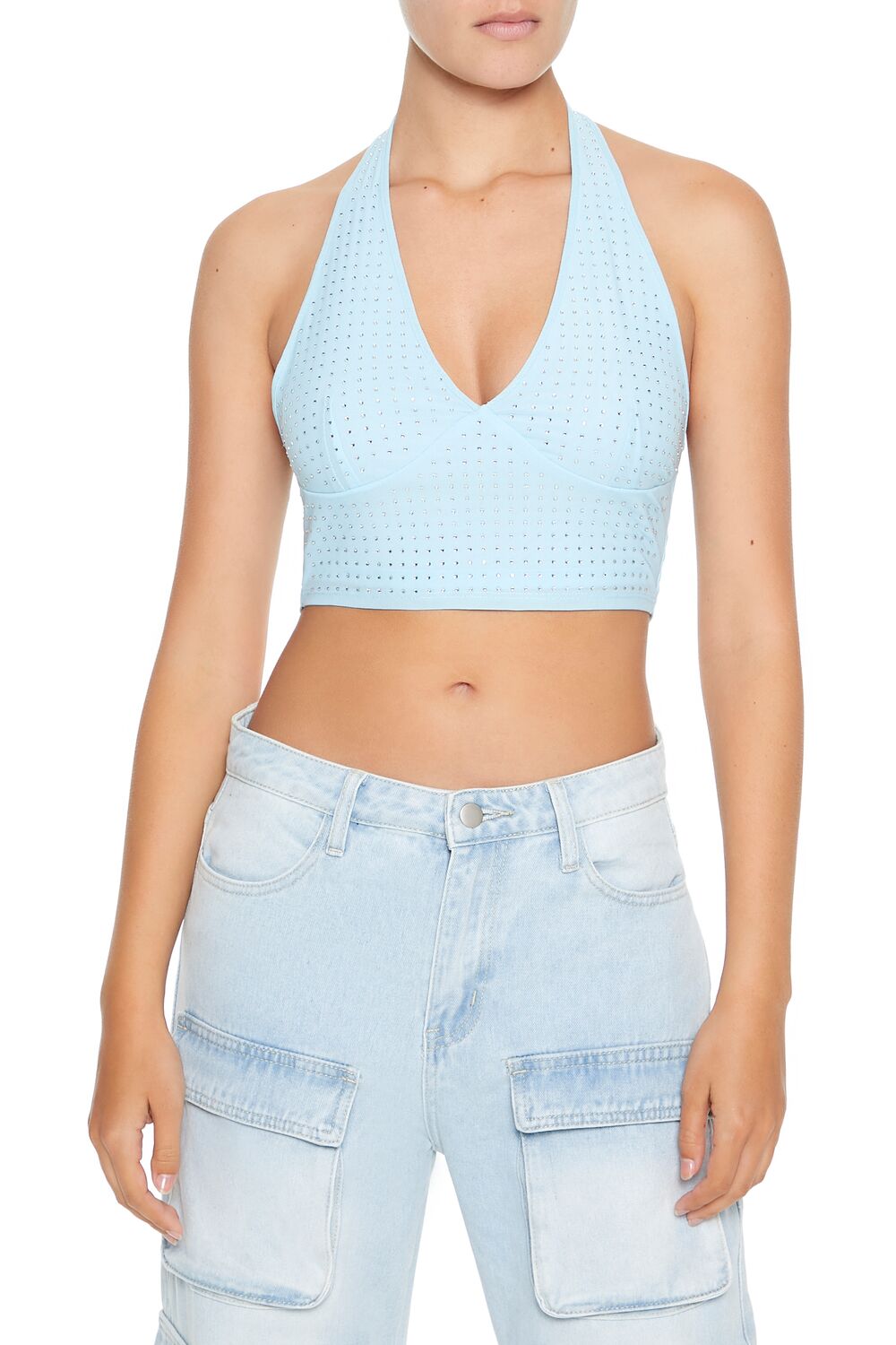 Sequin Halter Crop Top