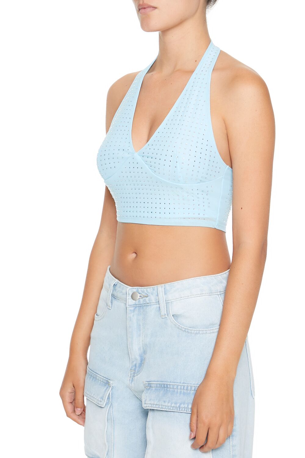 Sequin Halter Crop Top