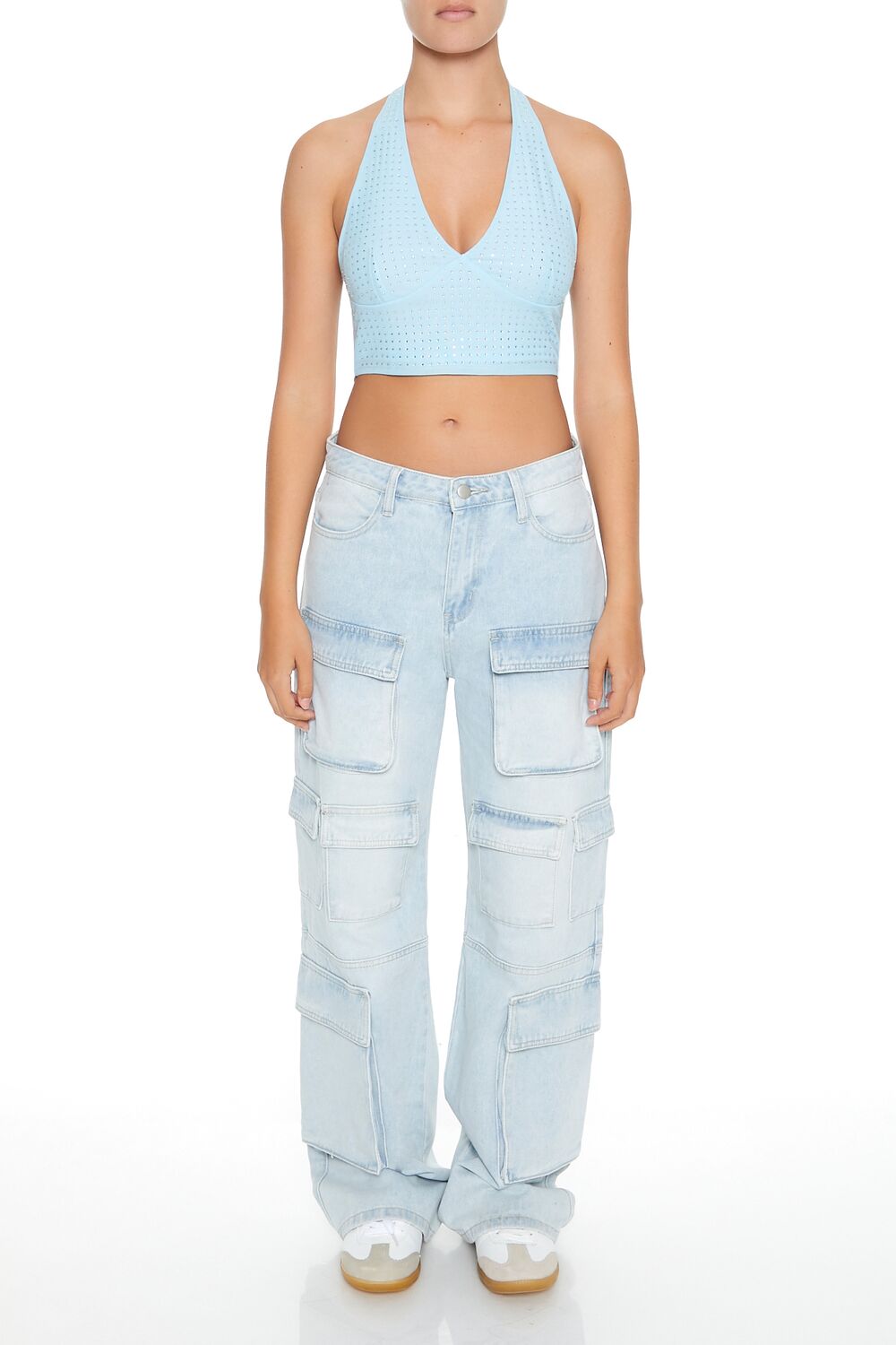Sequin Halter Crop Top