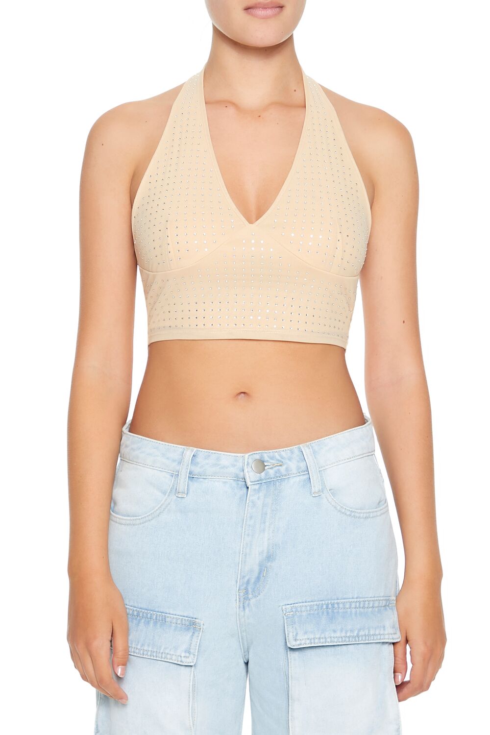 Sequin Halter Crop Top