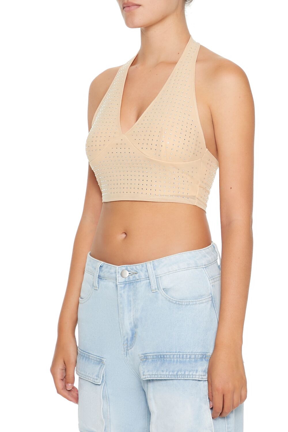 Sequin Halter Crop Top