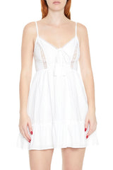 Eyelet Bow Tassel Mini Dress