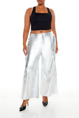 Plus Size Metallic Cargo Pants