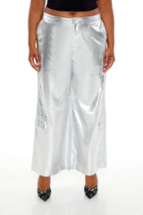 Plus Size Metallic Cargo Pants