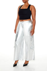 Plus Size Metallic Cargo Pants