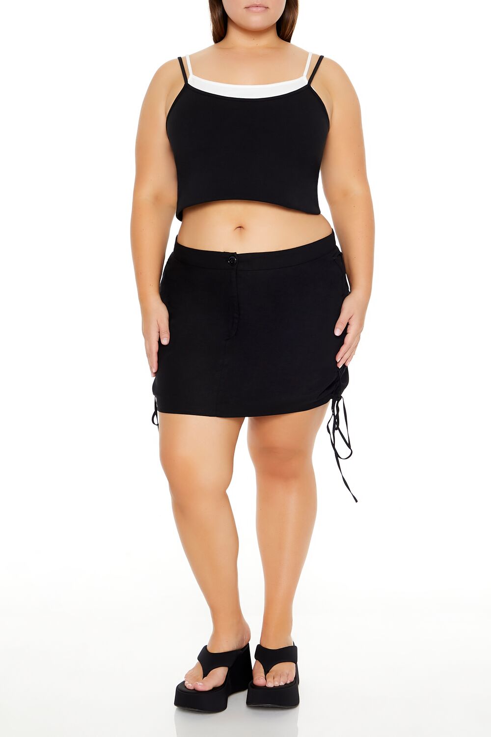 Plus Size Lace-Up Mini Skirt