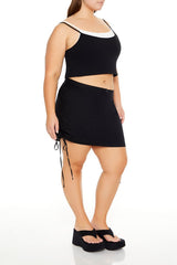 Plus Size Lace-Up Mini Skirt