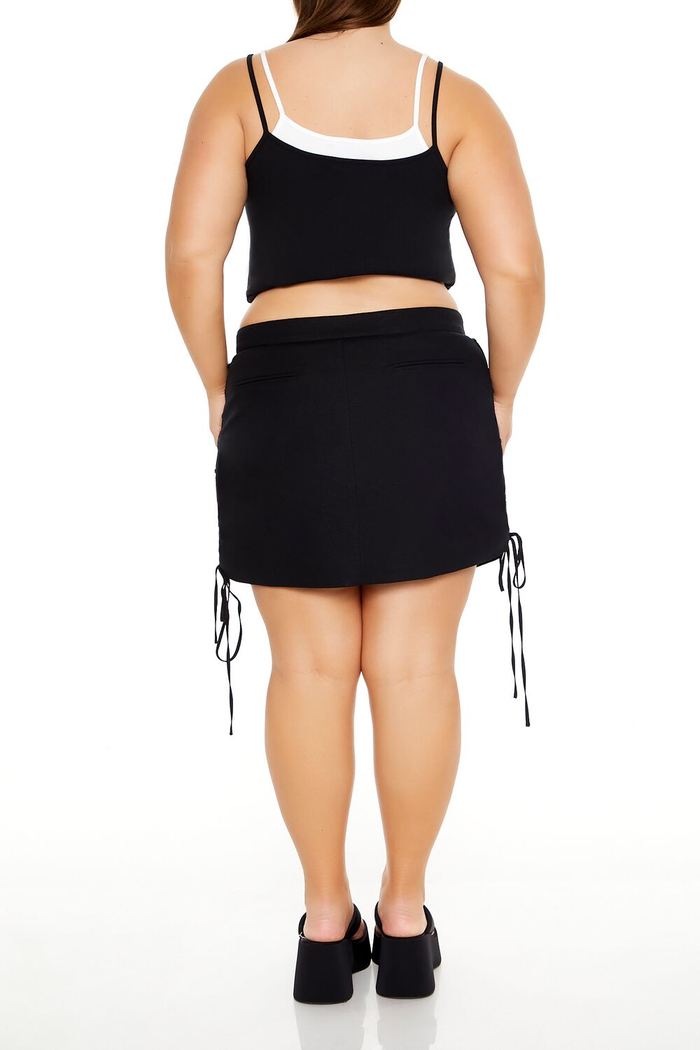 Plus Size Lace-Up Mini Skirt