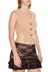 Cropped Notched Vest