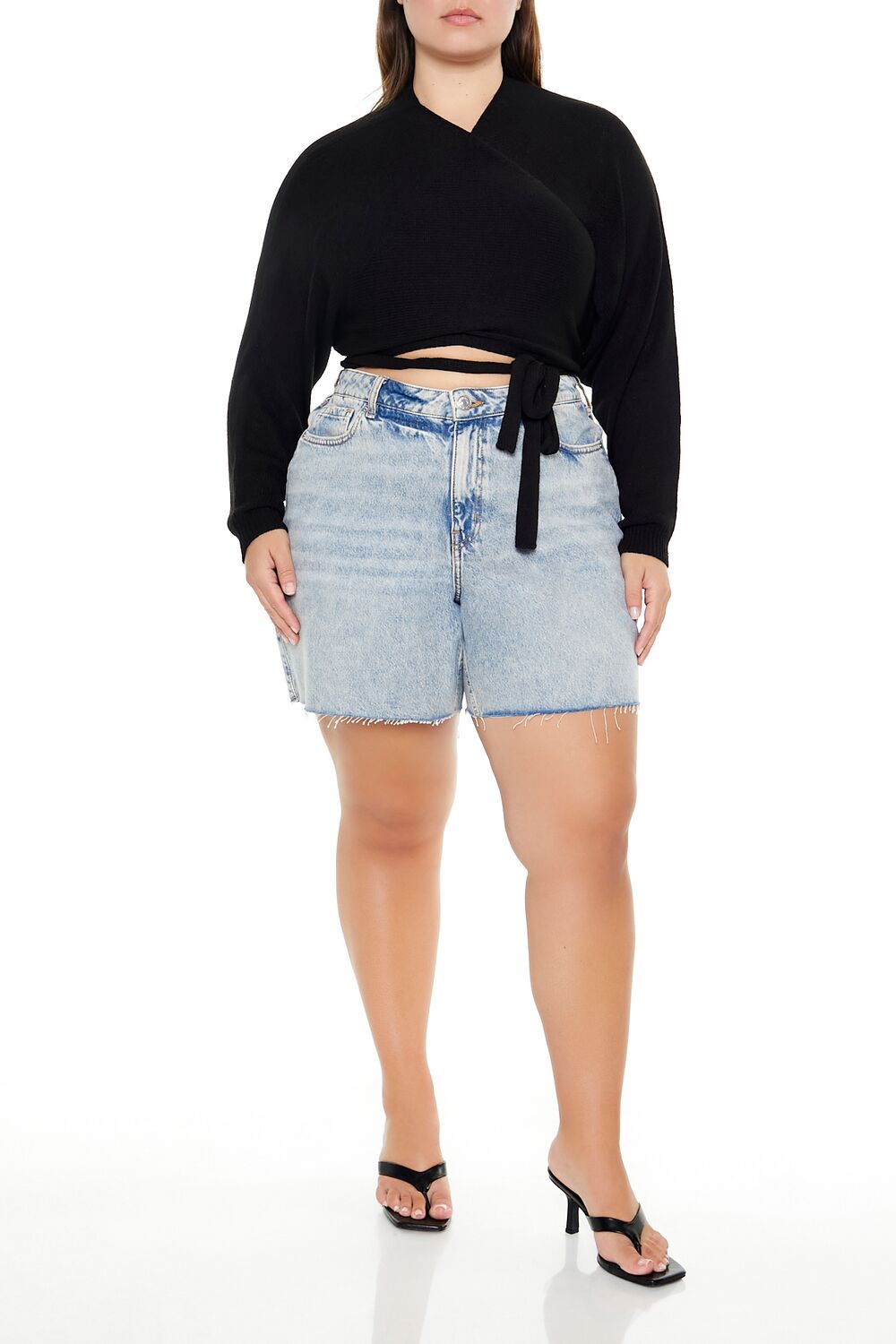 Plus Size Sweater-Knit Wrap Top