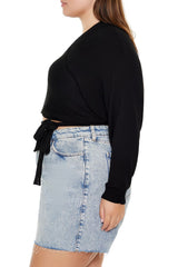 Plus Size Sweater-Knit Wrap Top