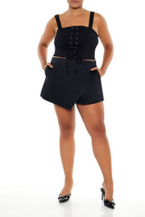 Plus Size Mock Wrap Skort