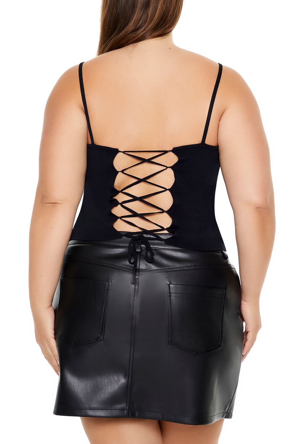 Plus Size Lace-Up Sweater-Knit Cami