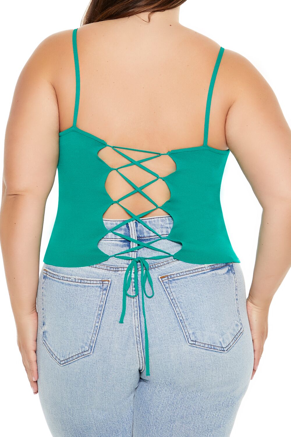 Plus Size Lace-Up Sweater-Knit Cami