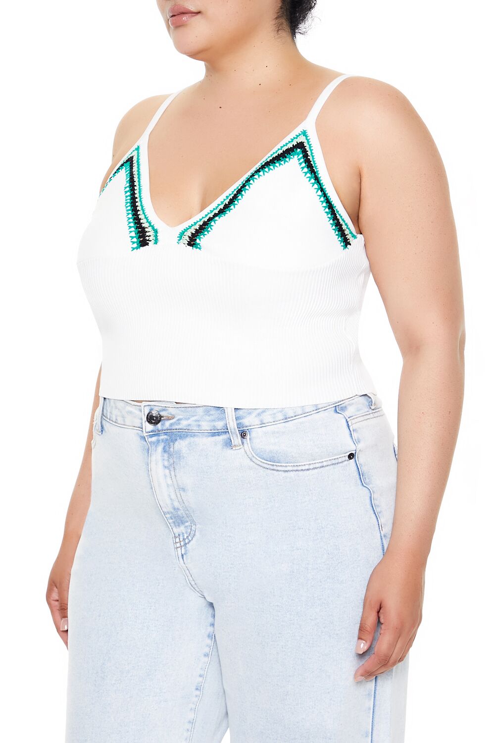 Plus Size Embroidered Sweater-Knit Cami
