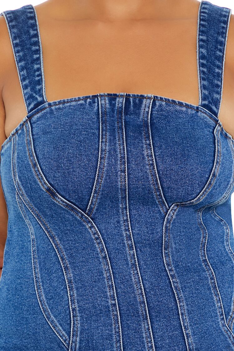 Plus Size Seamed Denim Mini Dress