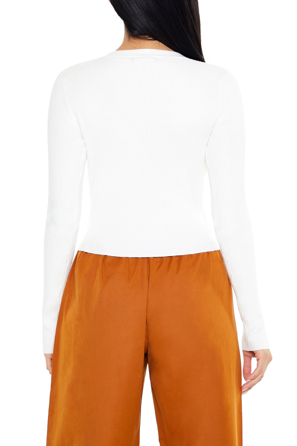 Fitted Rib-Knit Cardigan Sweater