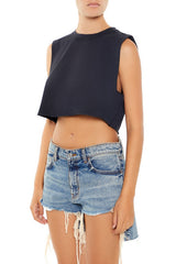 Cropped Raw-Cut Muscle Tee