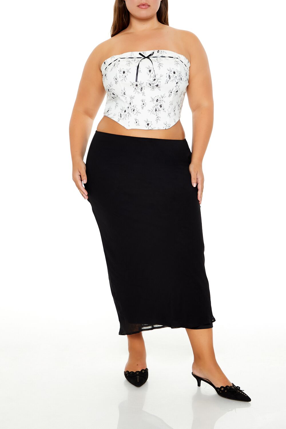 Plus Size Floral Print Tube Top