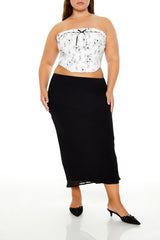 Plus Size Floral Print Tube Top
