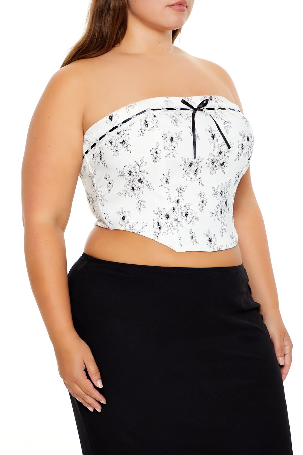 Plus Size Floral Print Tube Top