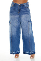 Plus Size Wide-Leg Cargo Jeans