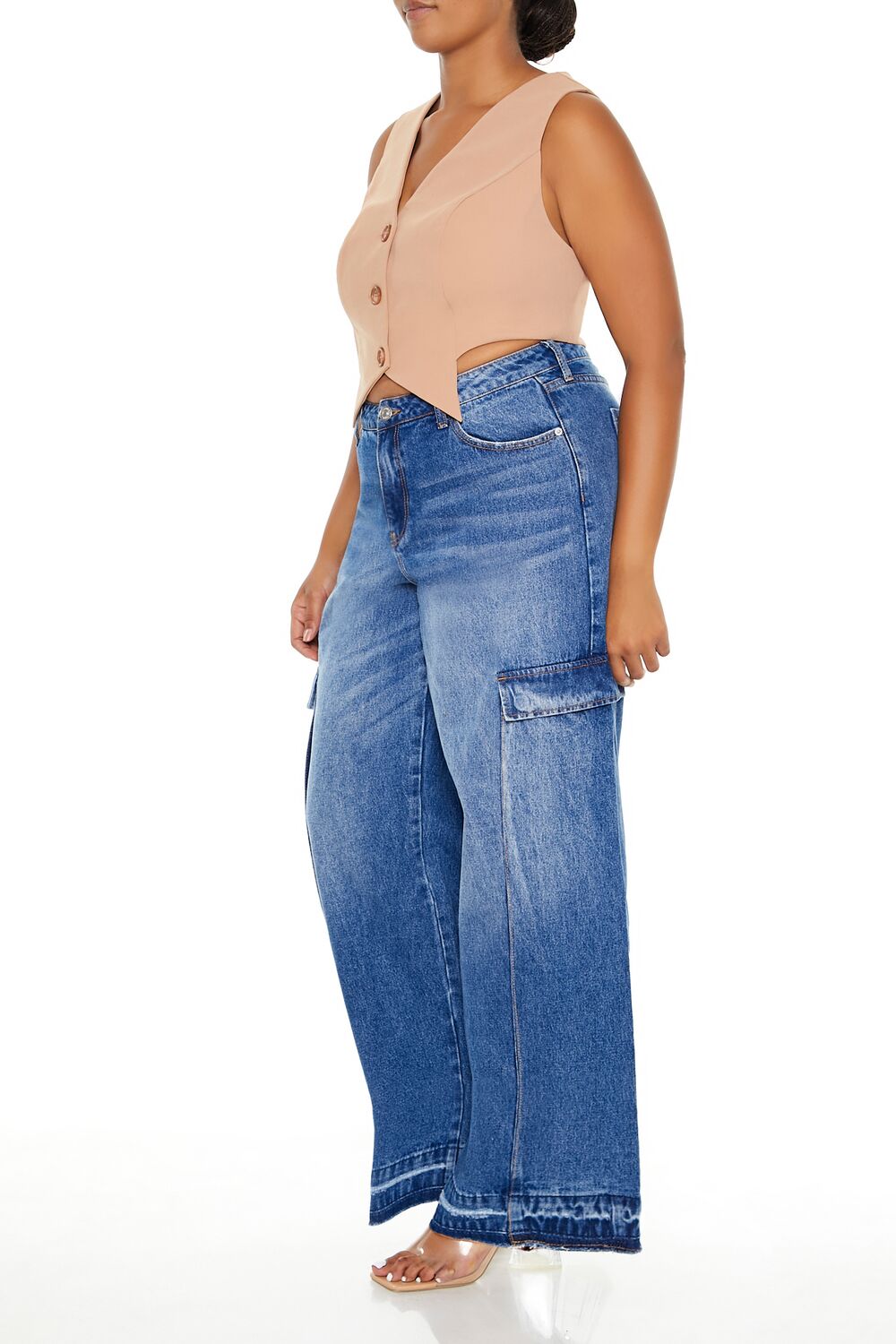 Plus Size Wide-Leg Cargo Jeans