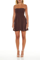 Pom Pom Strapless Mini Dress