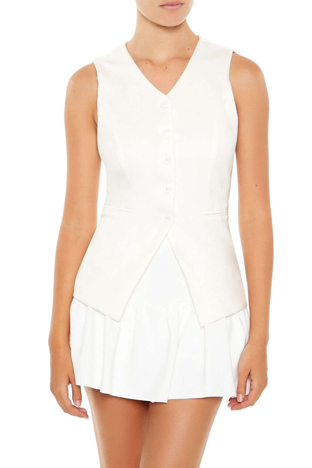 Sleeveless Button-Up Top