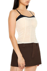 Ruched Mesh Colorblock Cami