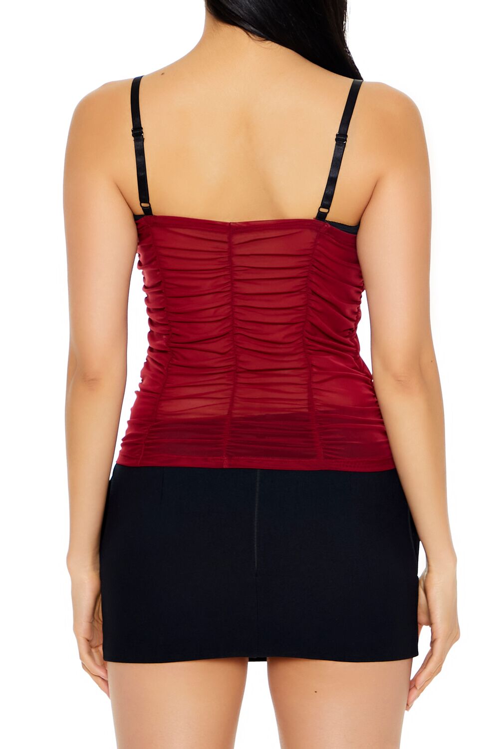 Ruched Mesh Colorblock Cami