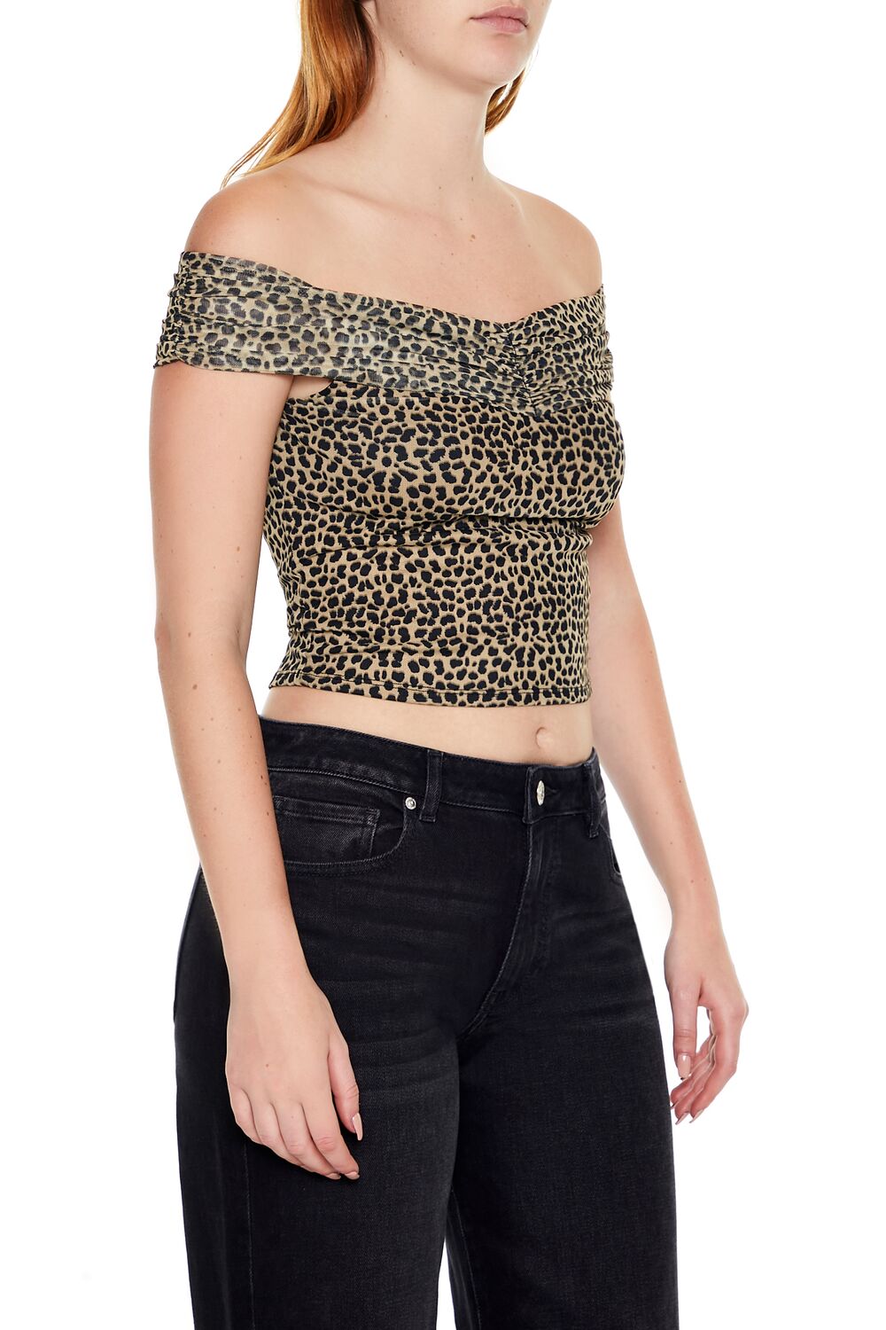 Cheetah Print Off-the-Shoulder Top