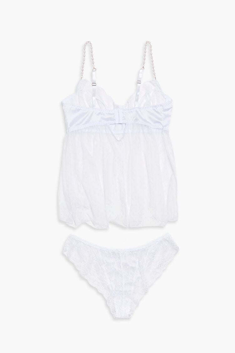 Plus Size Mesh Lingerie Cami & Panty Set