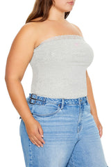 Plus Size Embroidered Bow Tube Top