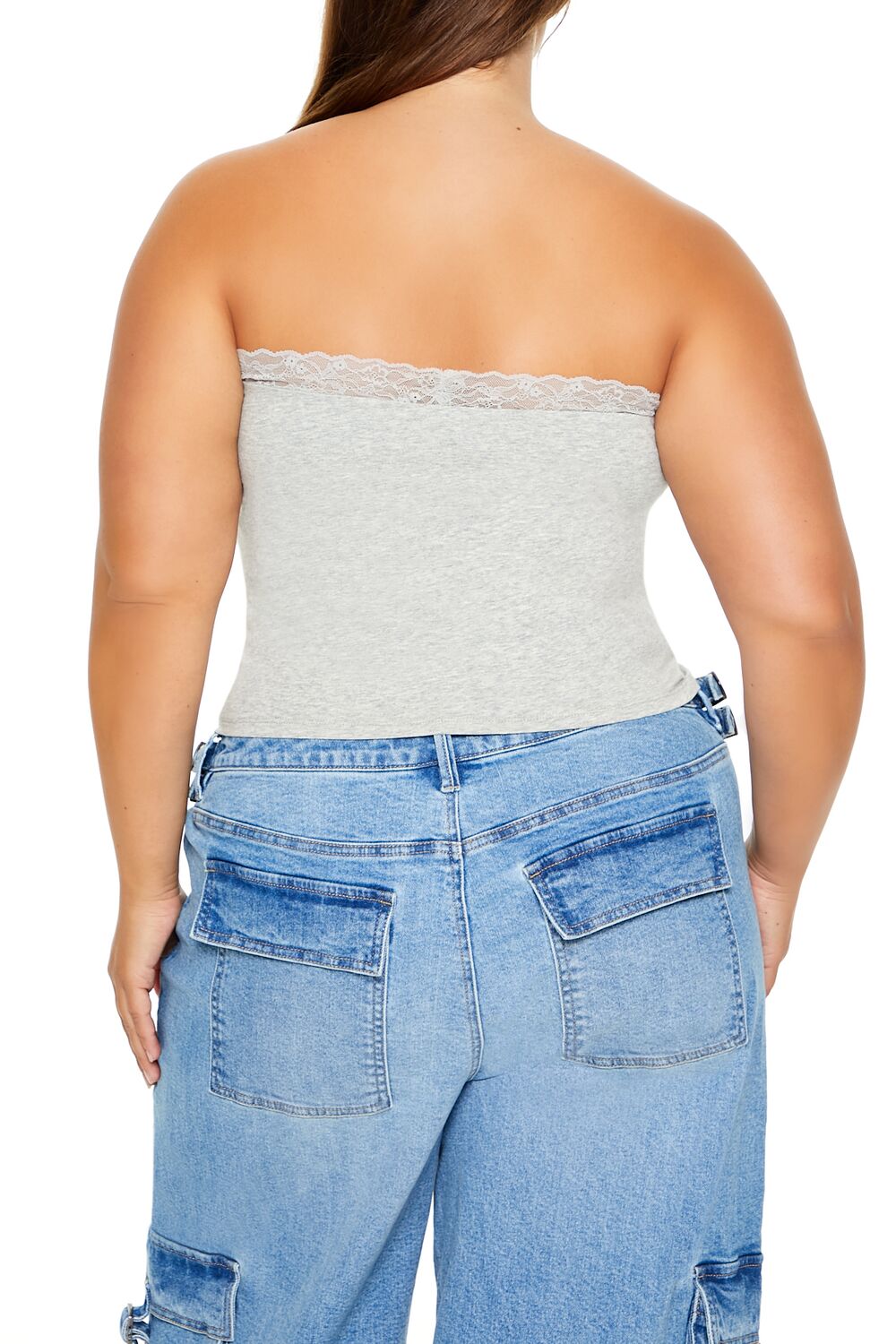 Plus Size Embroidered Bow Tube Top
