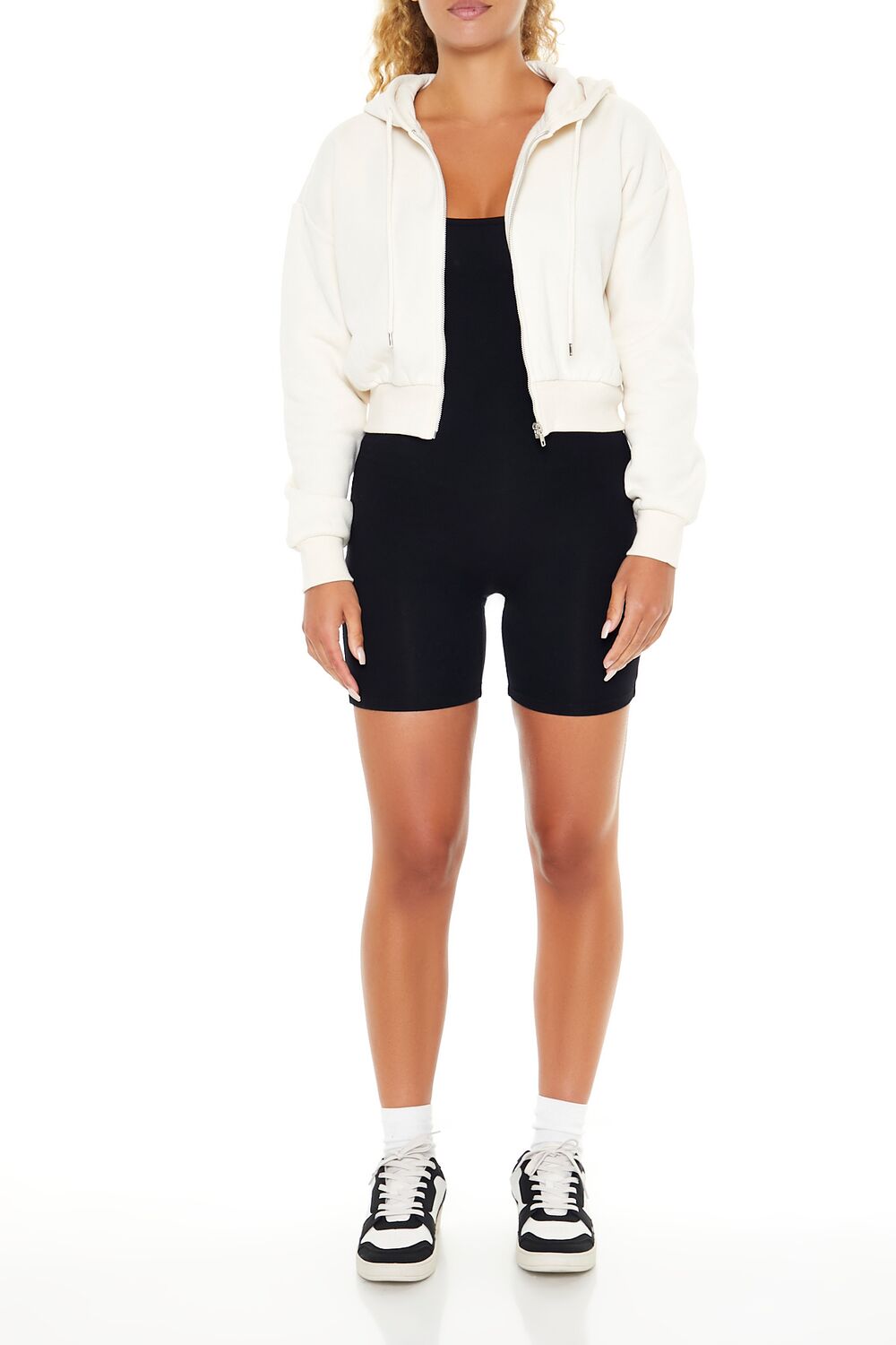 Cropped Fleece Zip-Up Hoodie