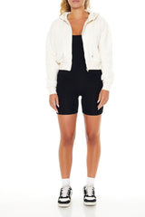 Cropped Fleece Zip-Up Hoodie