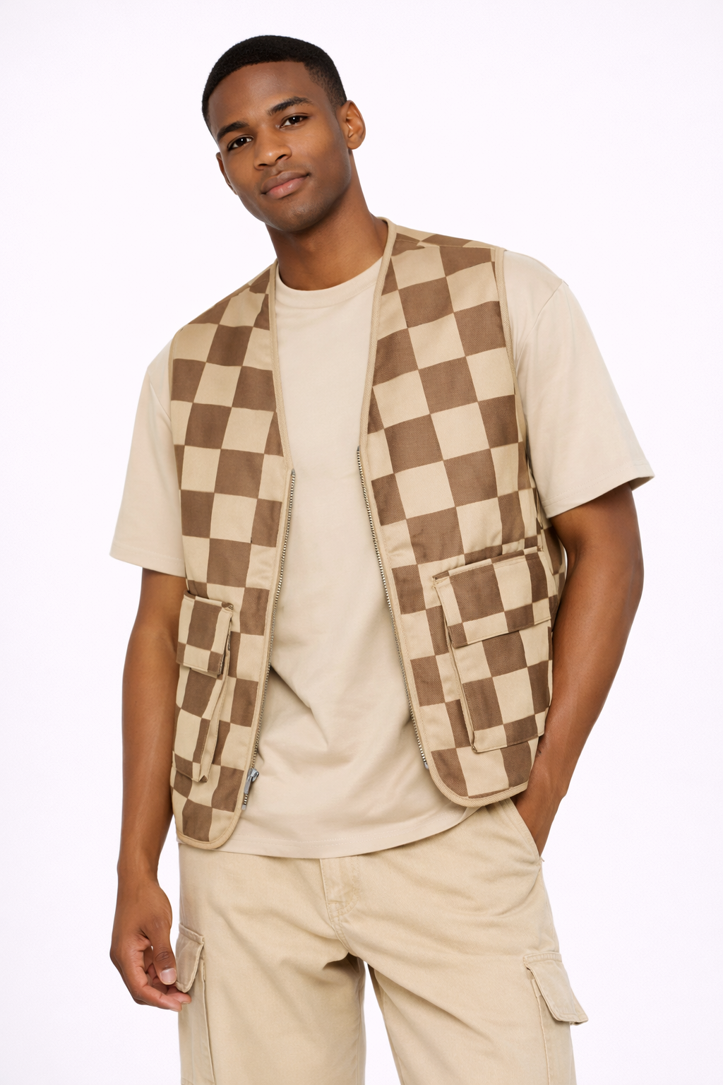 Checkered Cargo Vest