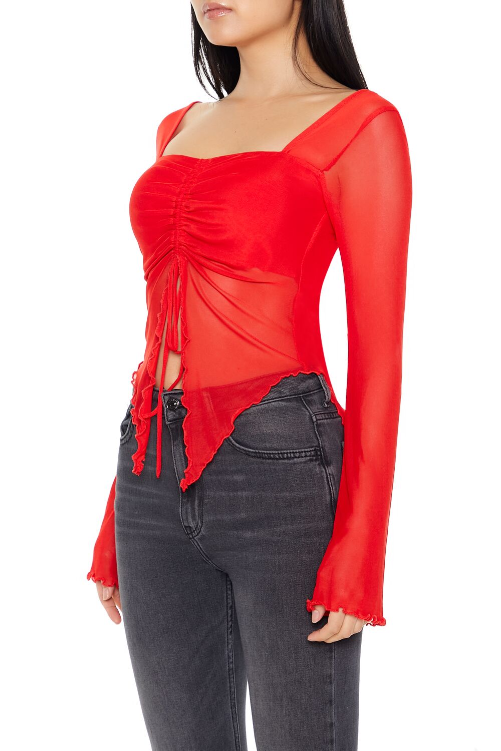Sheer Split-Hem Top