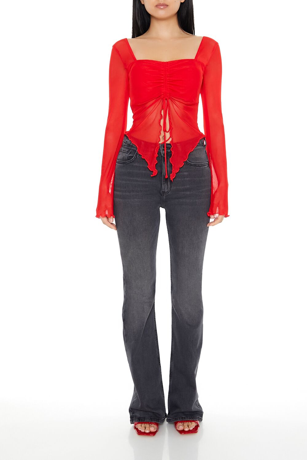 Sheer Split-Hem Top