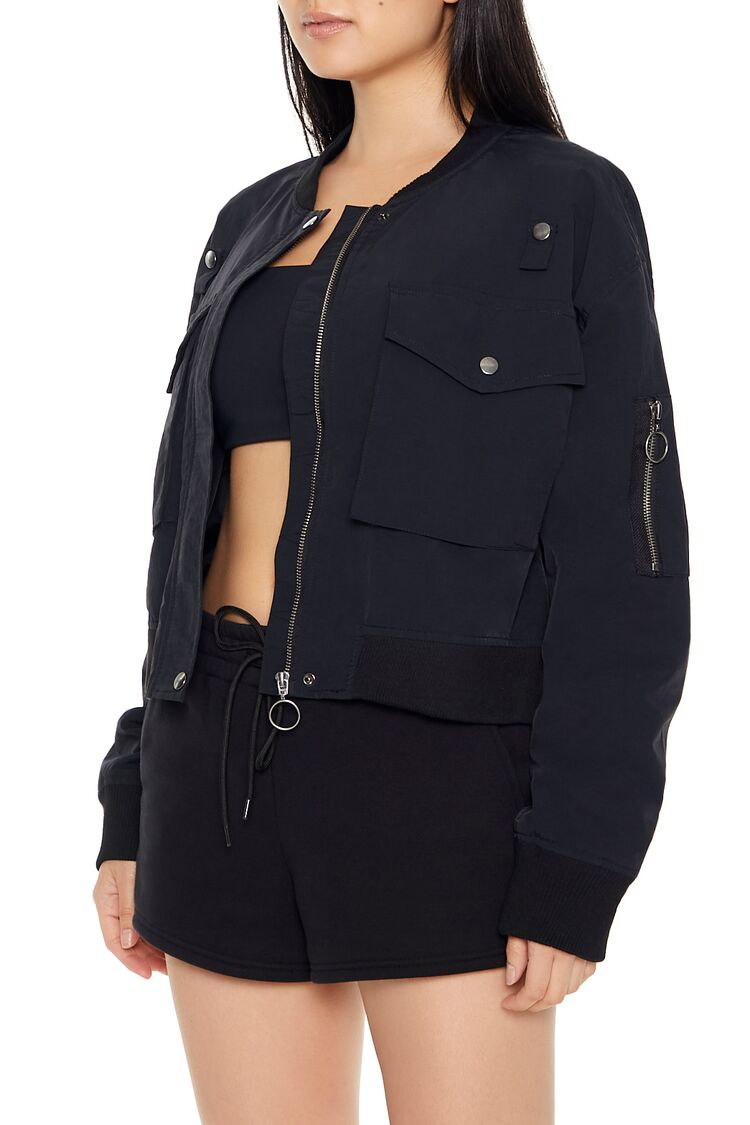 Zip-Up Cargo Bomber Jacket