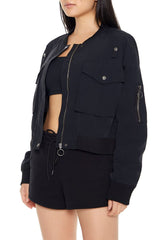 Zip-Up Cargo Bomber Jacket