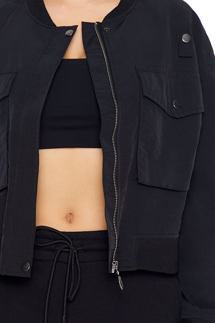 Zip-Up Cargo Bomber Jacket