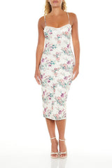 Floral Print Lace Midi Dress