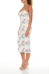 Floral Print Lace Midi Dress